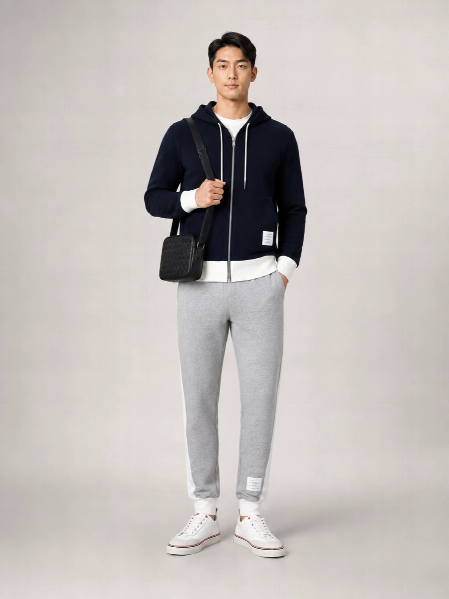 Thom Browne Cotton Zip Up Hoodie