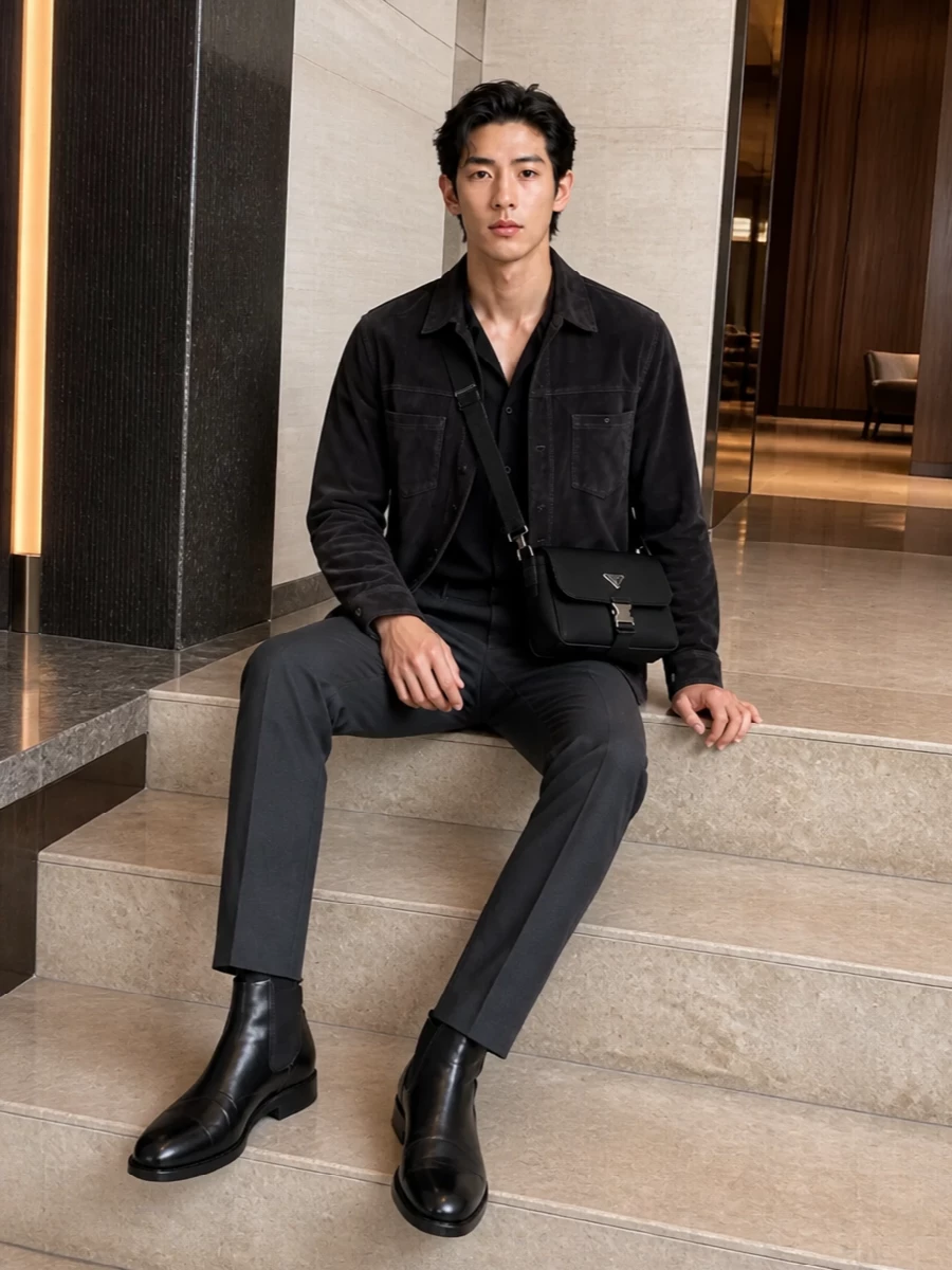 Giorgio brato suede jacket prada bag outfit