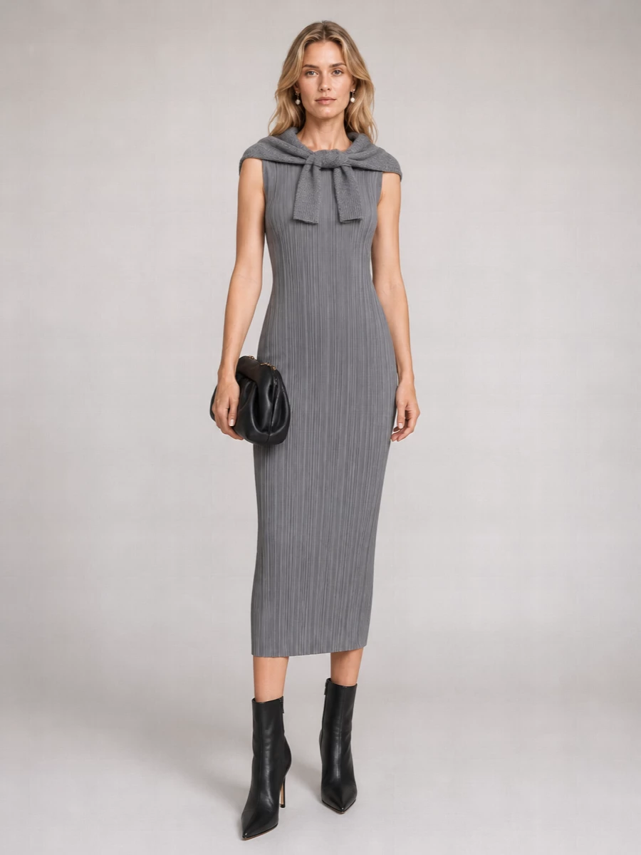 Pleats Please Issey Miyake knee-length midi dress