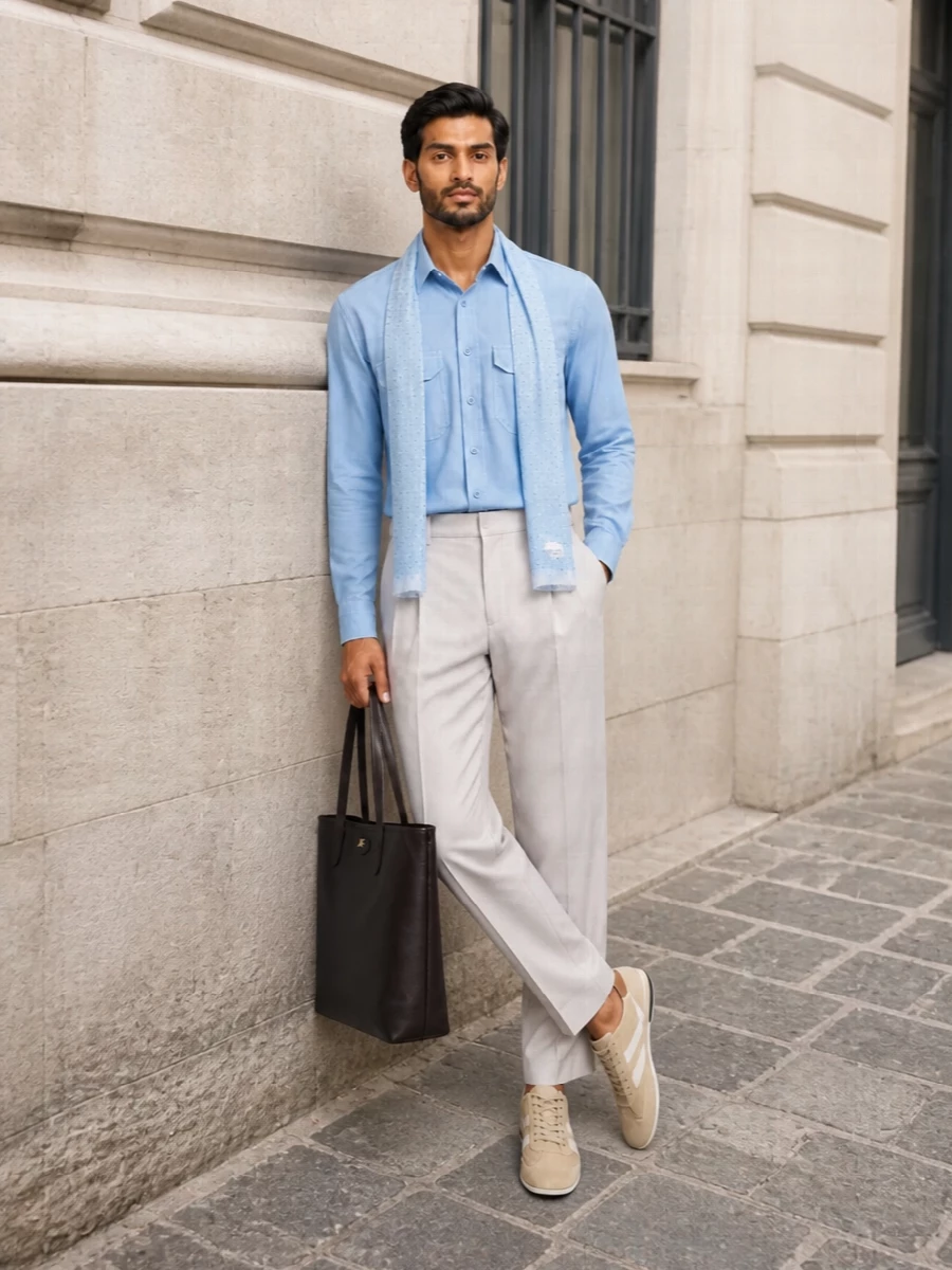 Mens riviera tailoring shirt pleated trousers