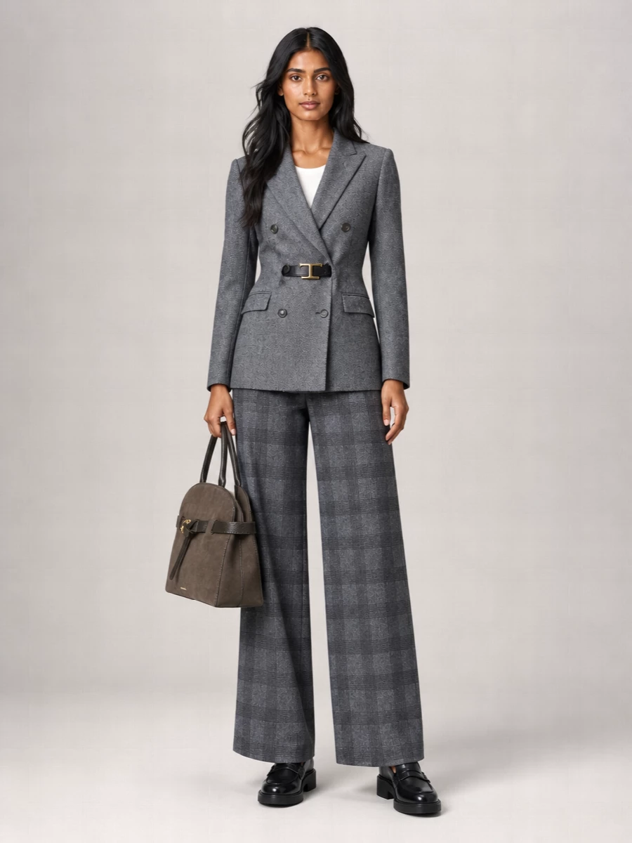 Circolo 1901 Checked Jersey Mid-Rise Wide-Leg Trousers