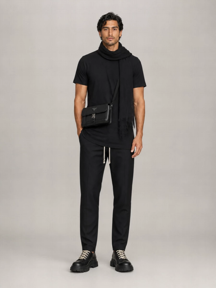 Rick Owens Cotton Wide-Leg Straight-Leg Drawstring Pants
