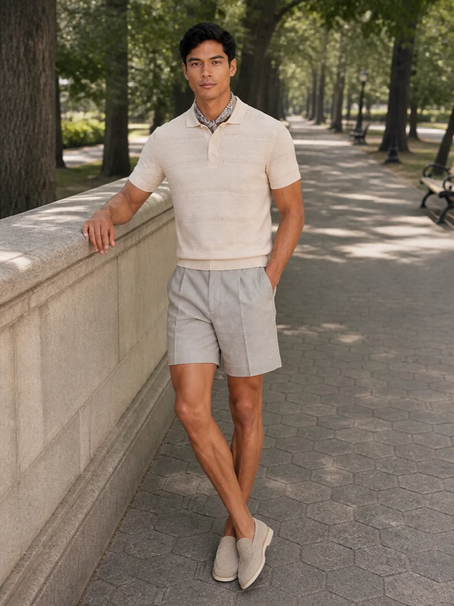 Lardini knit polo tailored shorts loafers