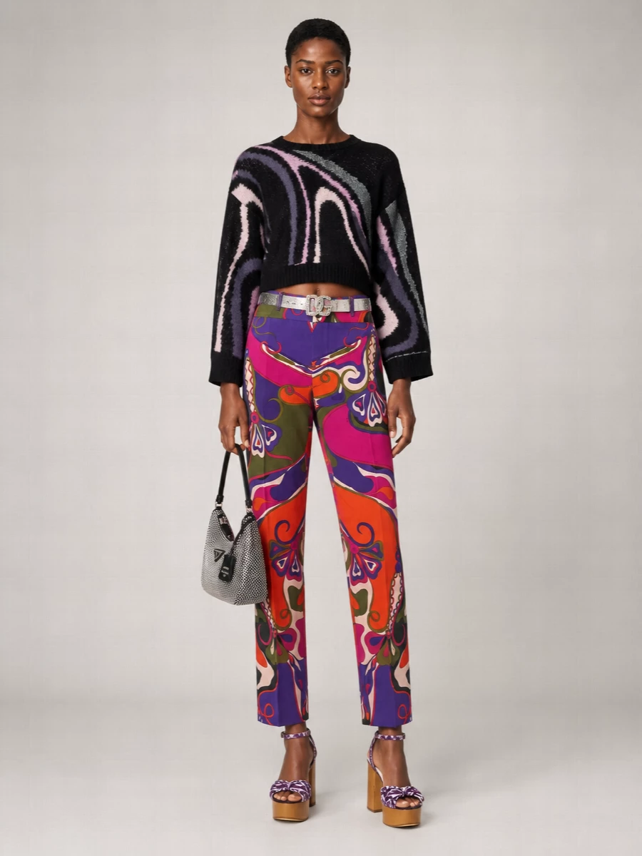 Pucci Silk Printed Mid-Rise Straight-Leg Trousers