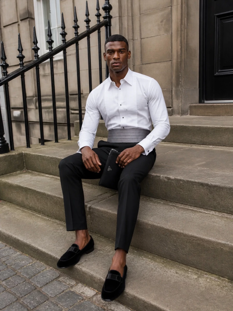 Dolce gabbana tuxedo shirt black tailored trousers