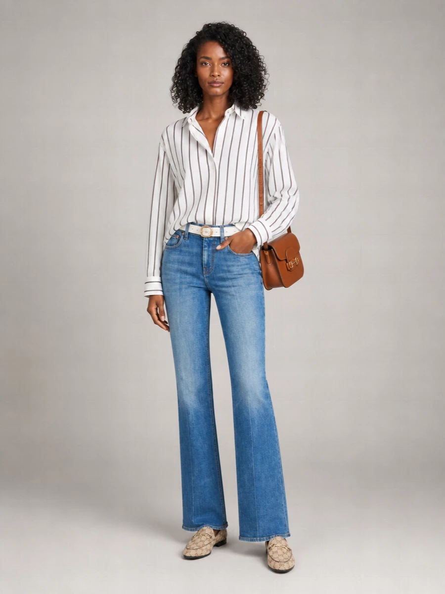 Gucci Denim Low-Rise Flared Trousers