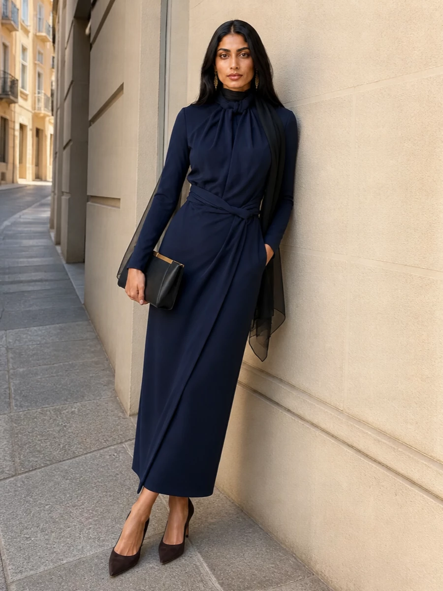 Giorgio armani navy evening dress heels