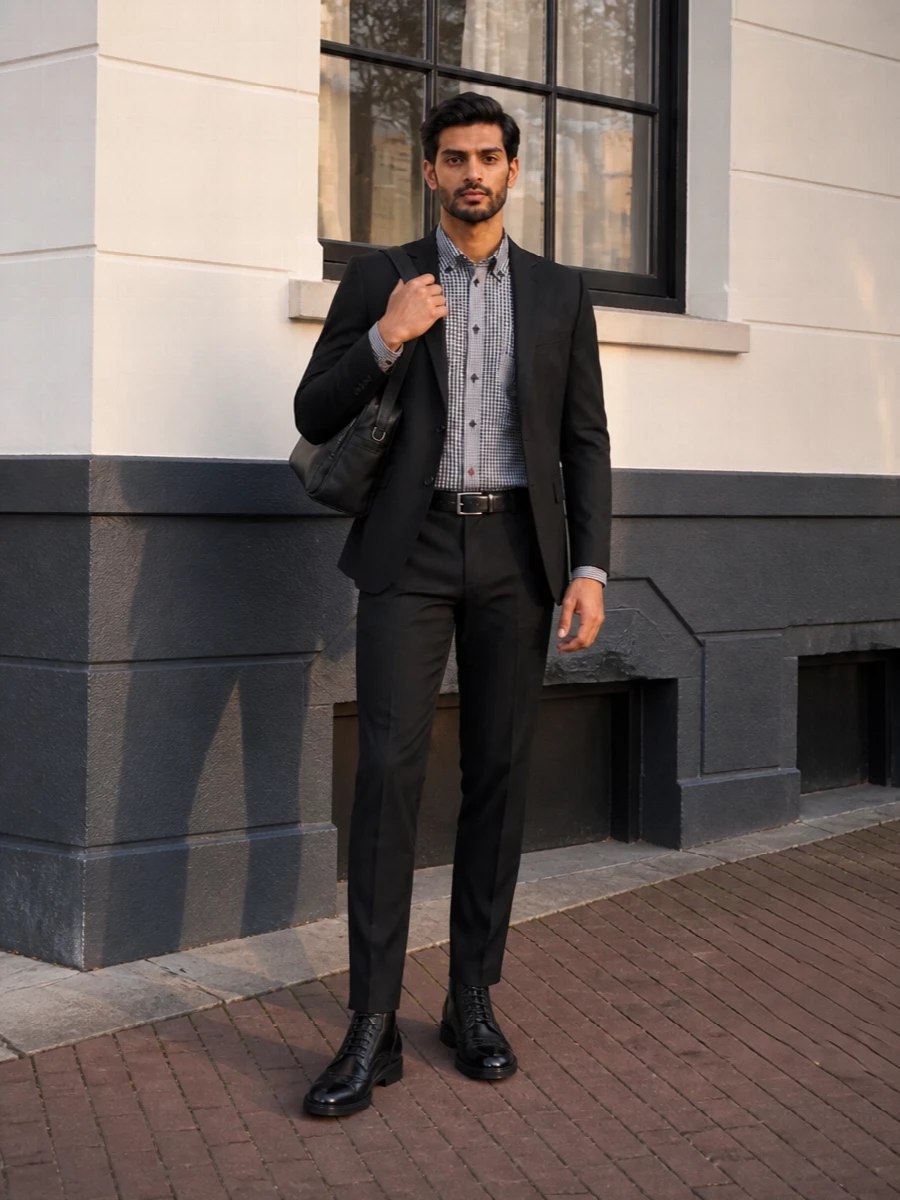 Dolce gabbana gingham shirt black trousers
