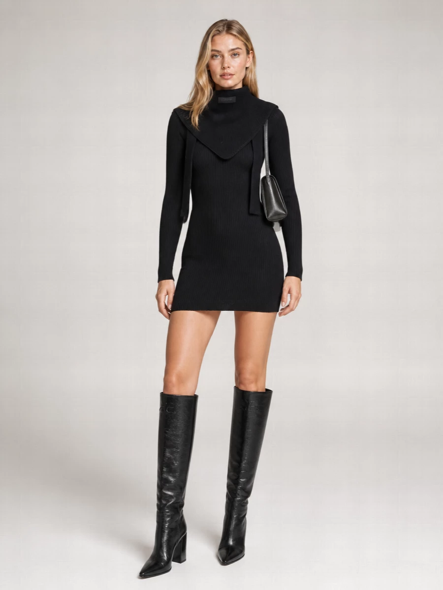 Courrèges Ribbed Mock Neck Mini Dress