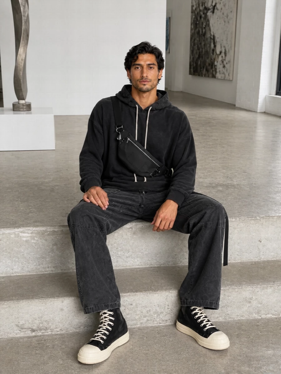 Rick owens drkshdw cargo pants black hoodie