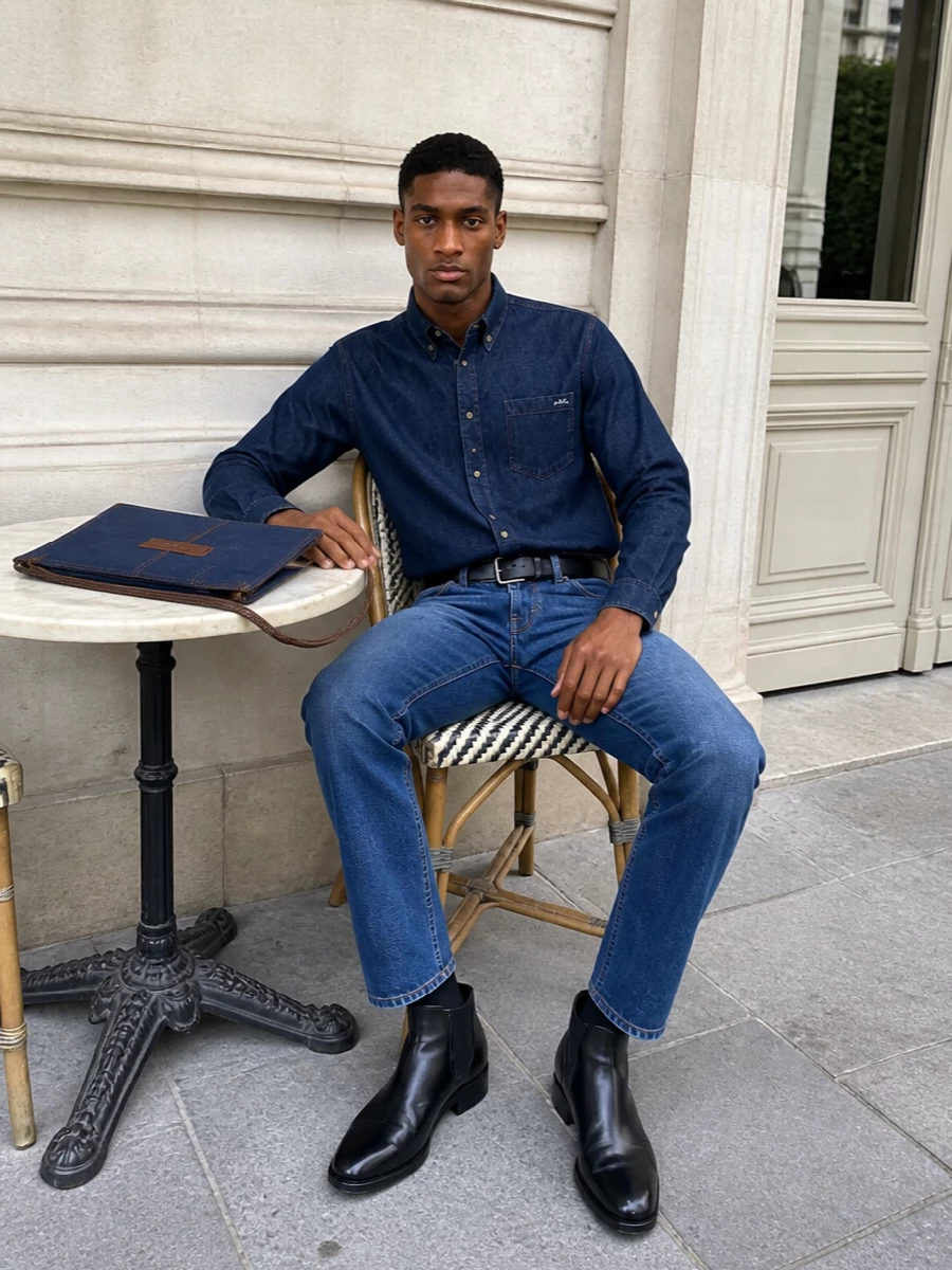 Apc denim shirt 7 for all mankind jeans boots