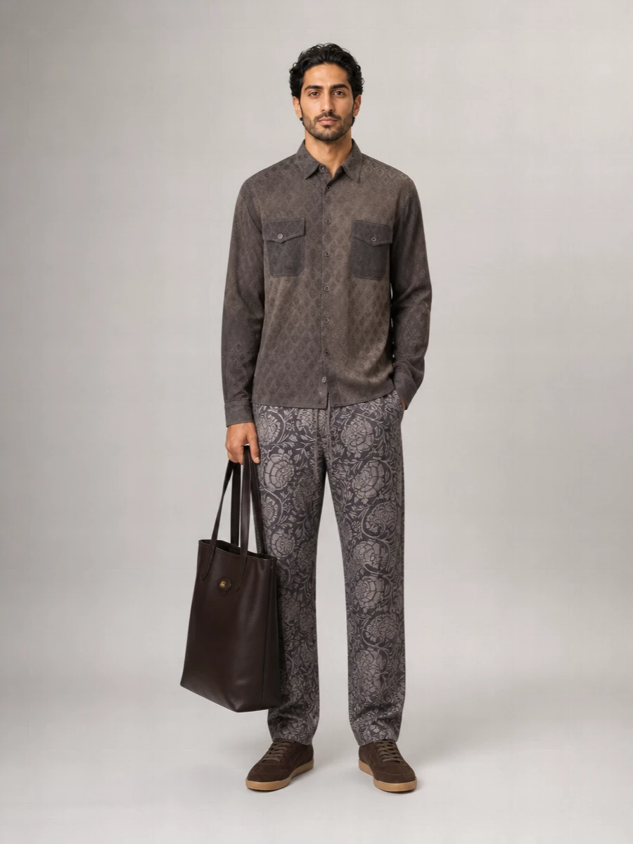 Uma Wang Diamond-Pattern Button-Down Shirt