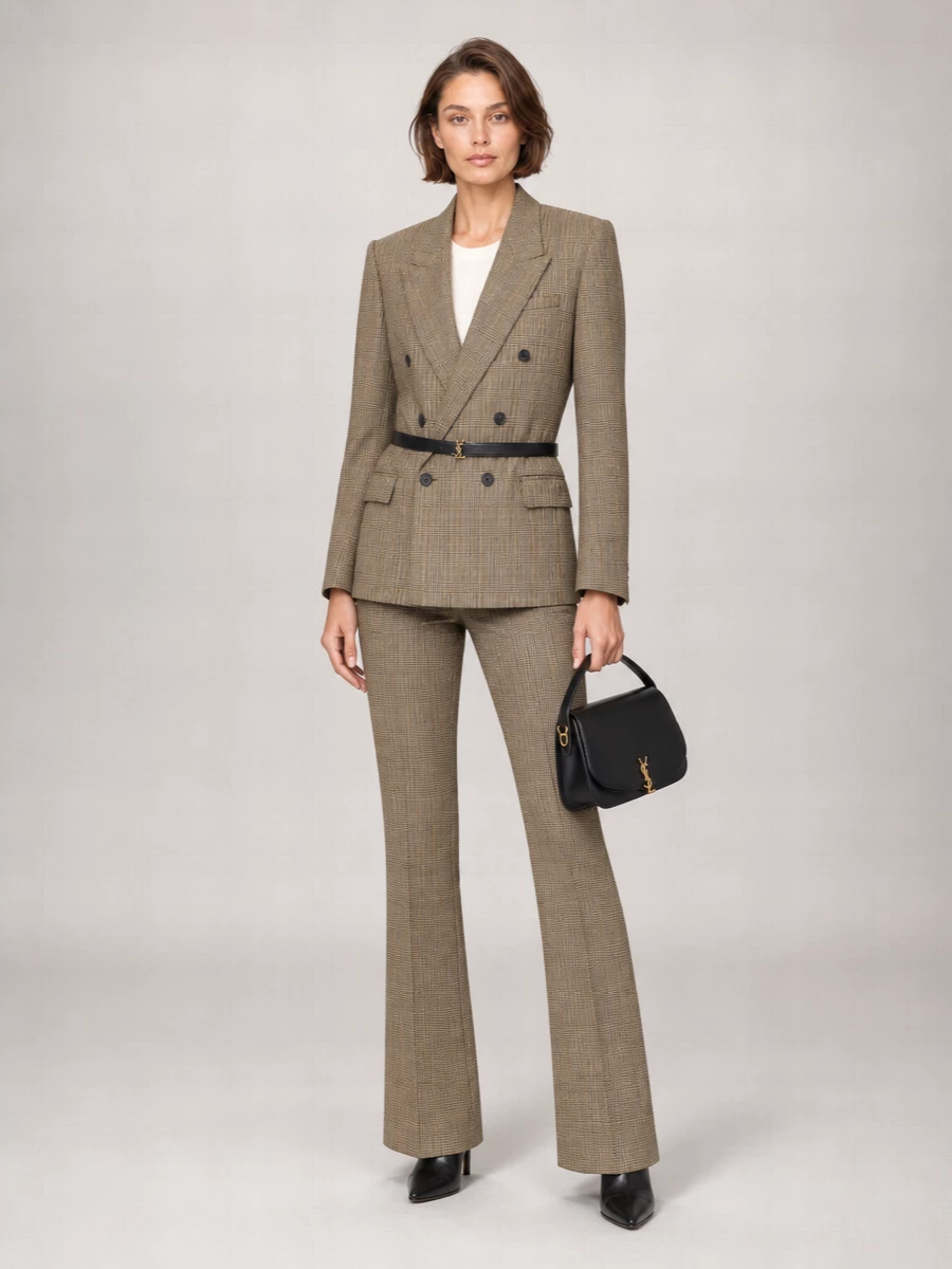 Saint Laurent Wool Low-Rise Flared Suit Trousers