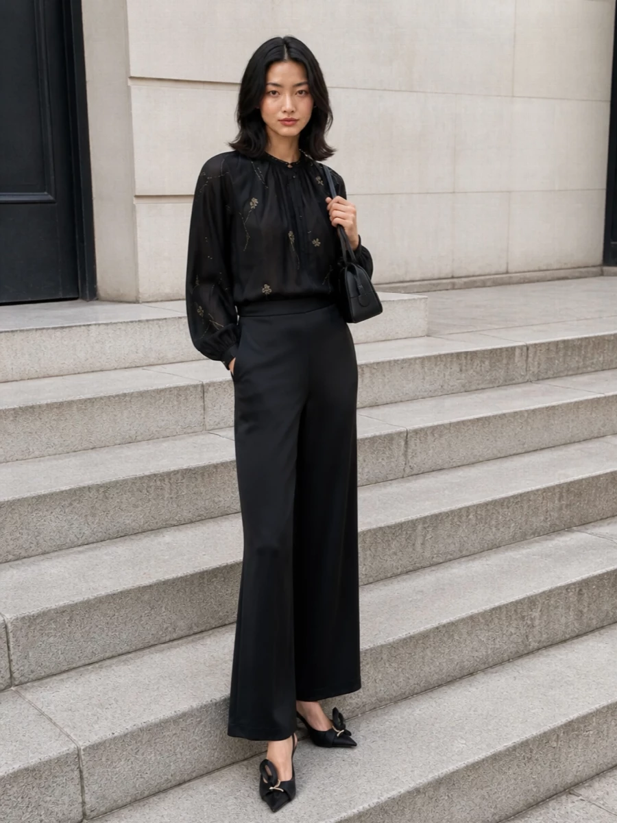 Forte forte embroidered blouse satin trousers