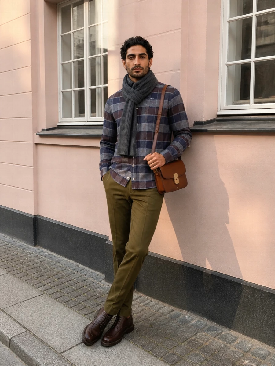 Barbour checked shirt pt torino olive trousers