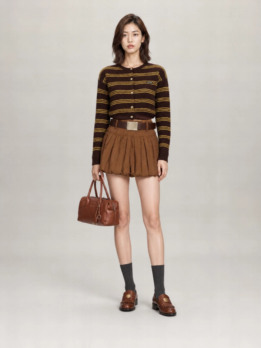 Miu Miu checked pleated mini skirt