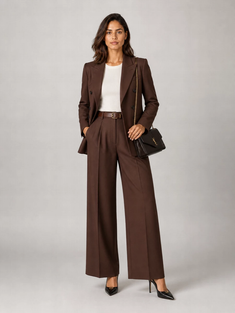 Saint Laurent Wool Blend Wide-Leg Suit Trousers