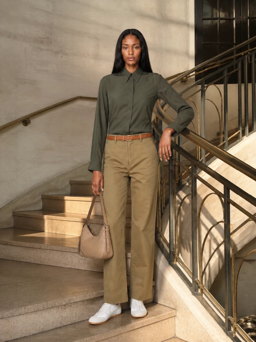 Dries van noten camel chinos olive shirt outfit