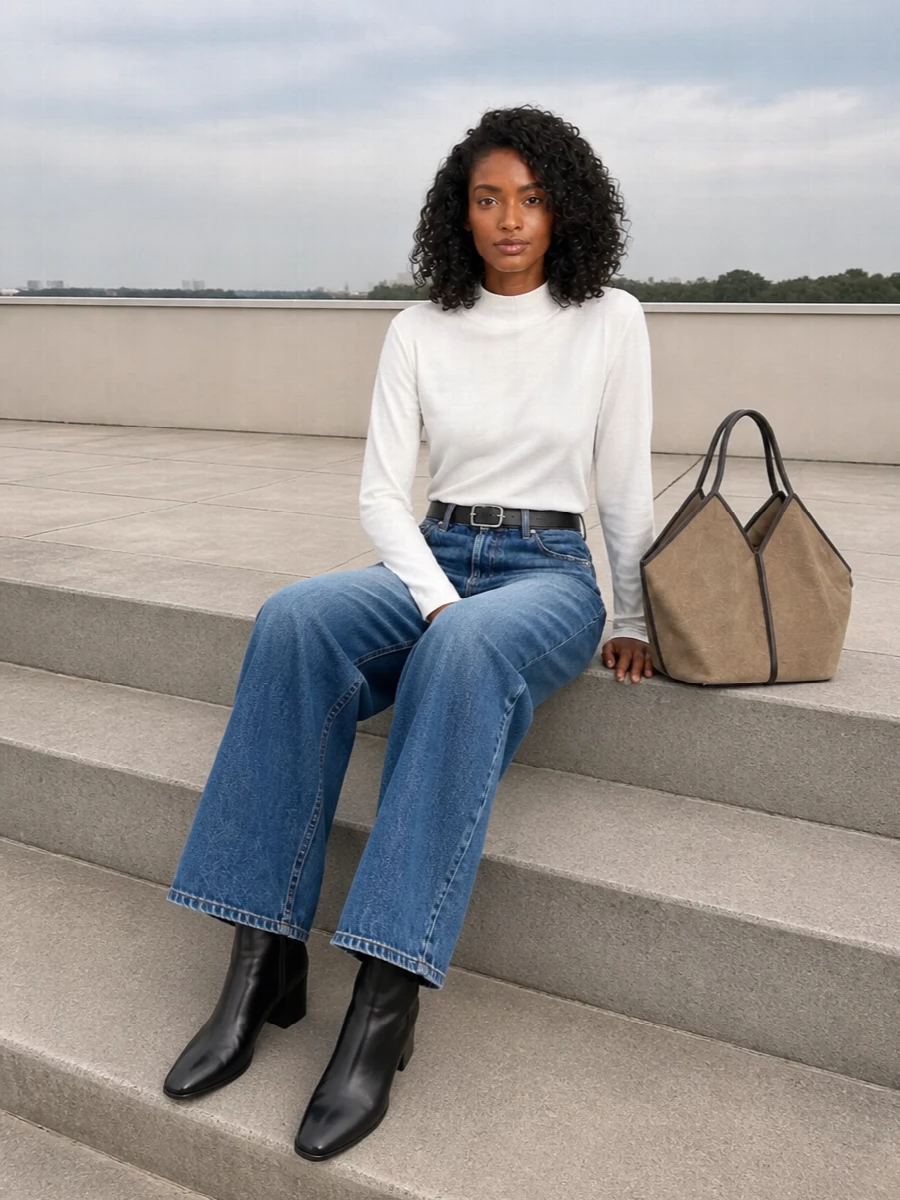 Haikure wide leg jeans aeyde boots hereu bag