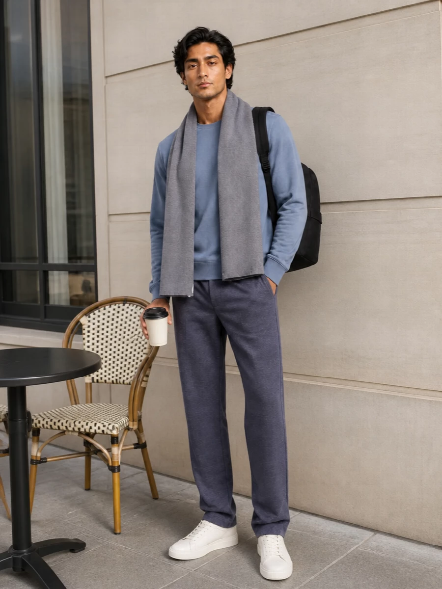 Calvin klein sweatshirt lardini trousers outfit