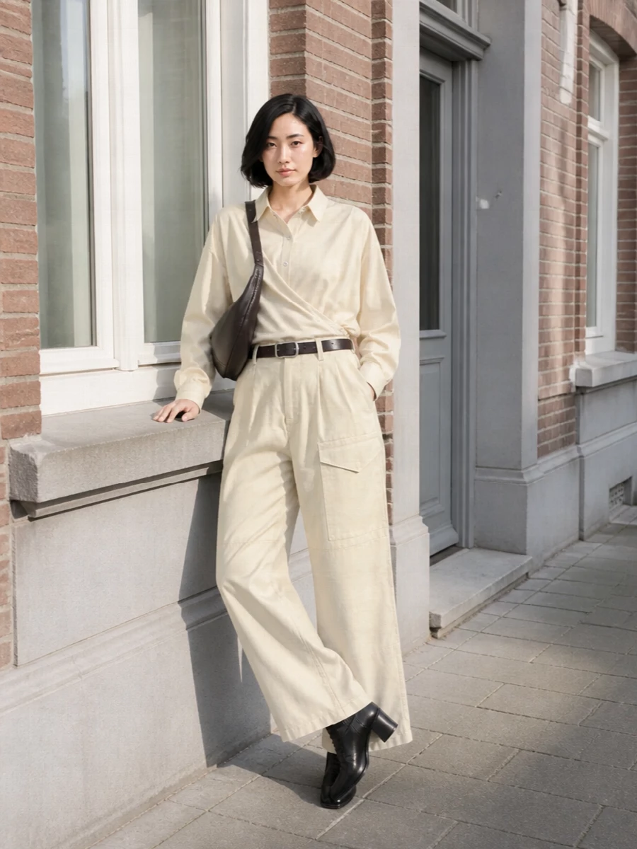 Auralee wide leg trousers lemaire shirt outfit