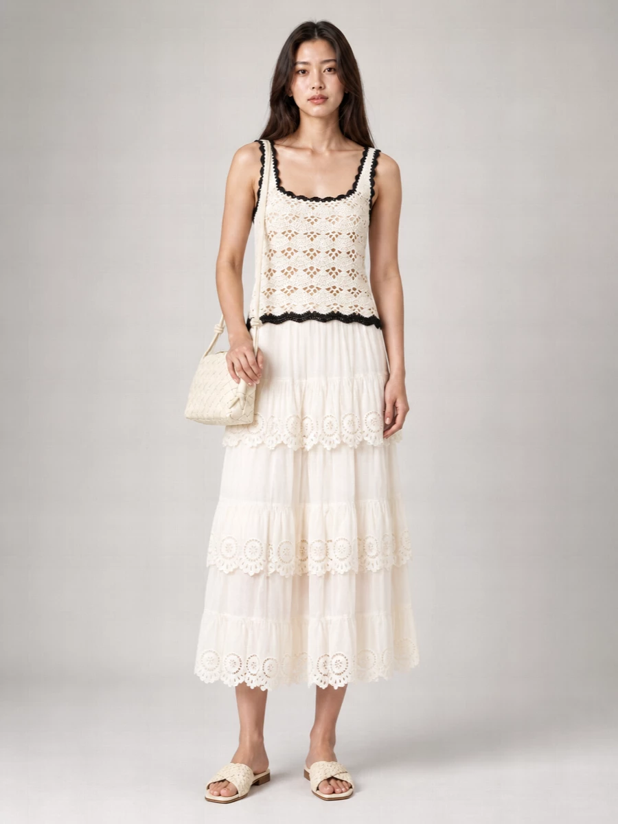 Zimmermann Crochet Scallop Trim Tank Top