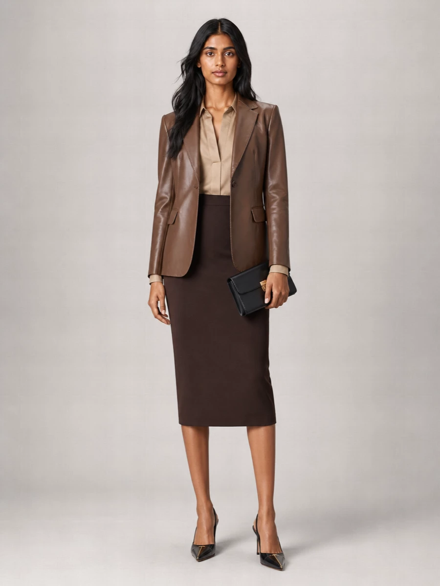 Tom Ford Leather Single-Breasted Suit Jacket