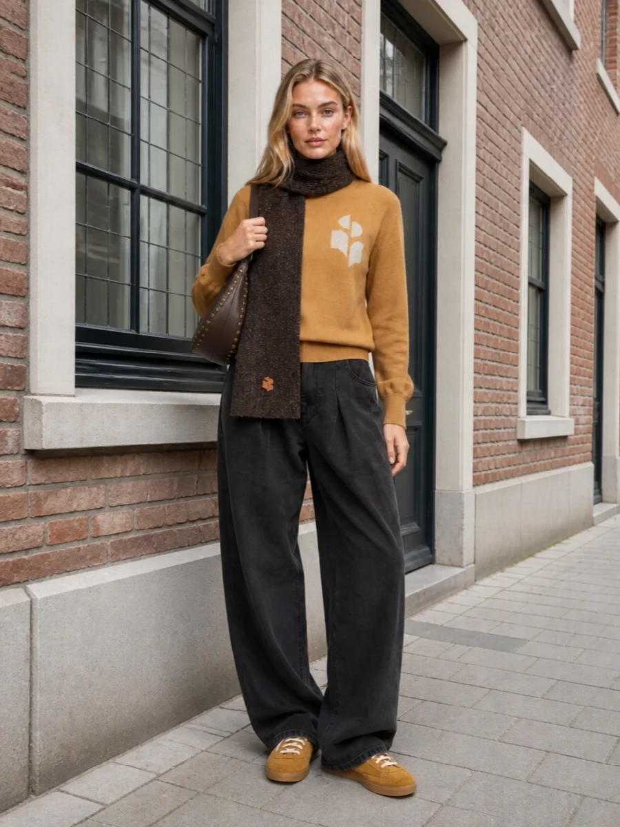 Isabel marant camel sweatshirt wide leg trousers