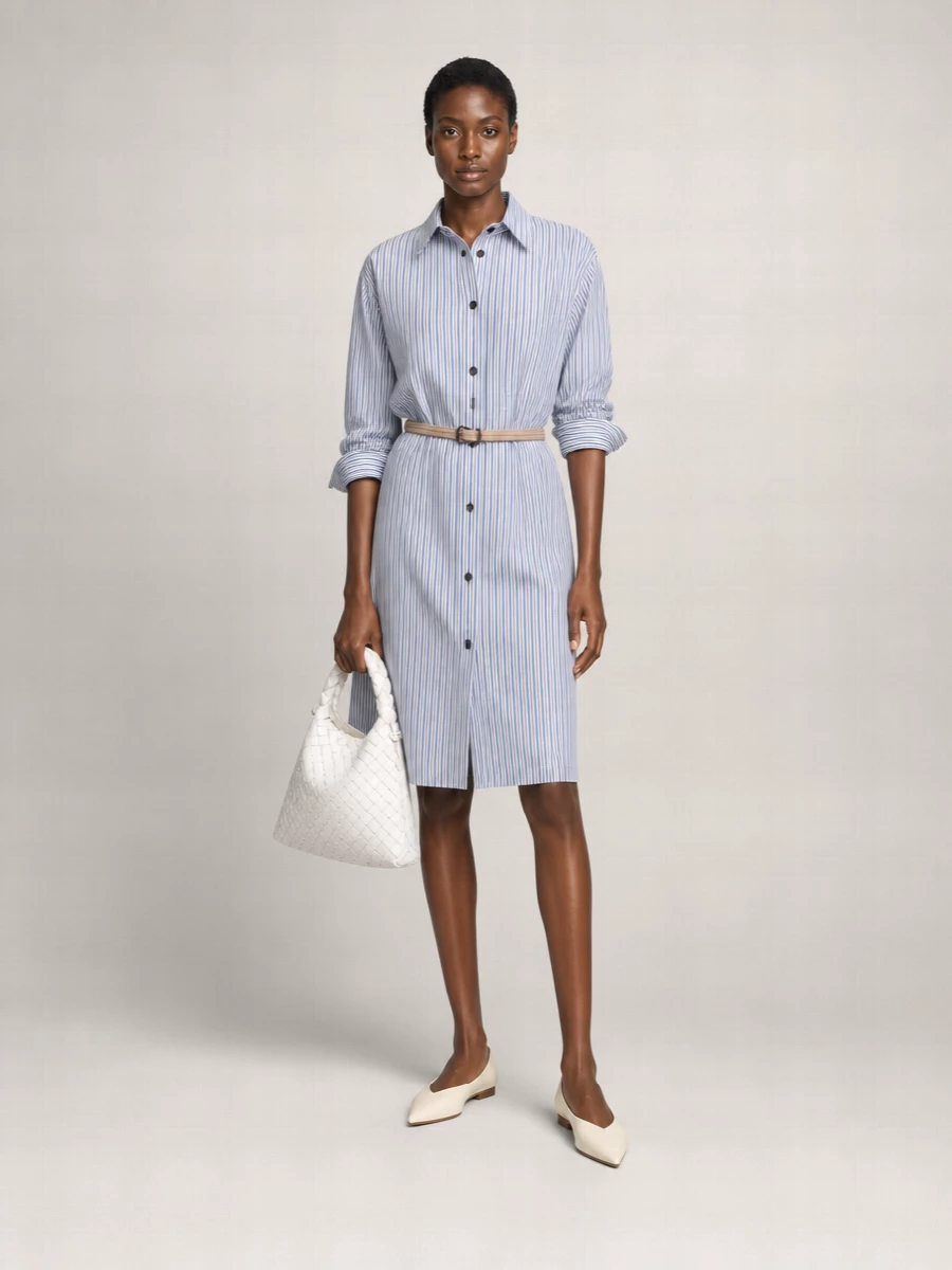 Bottega Veneta Cotton Striped Knee-Length Dress