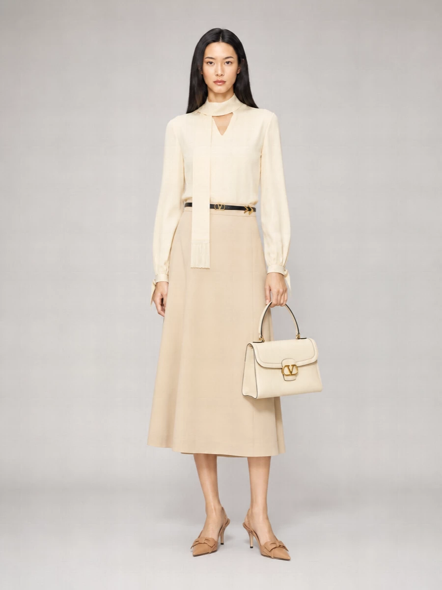 Valentino Garavani Silk-Wool A-Line Skirt