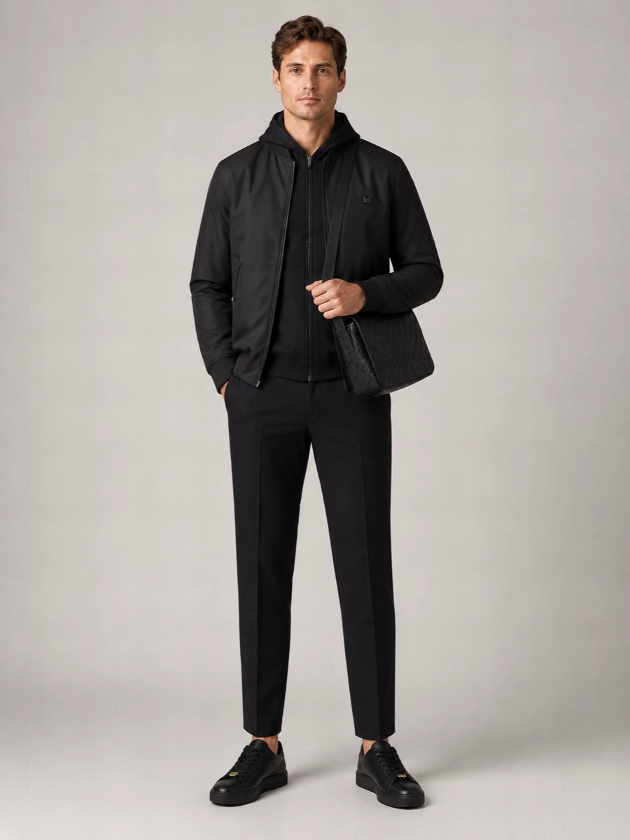 Valentino Garavani Nylon Shearling-Lined Bomber Jacket