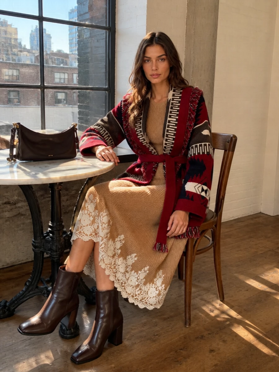 Alanui coat alberta ferretti dress alaia boots