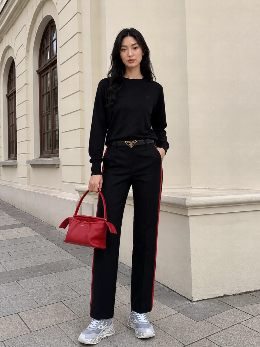 Loewe track trousers black knit red bag