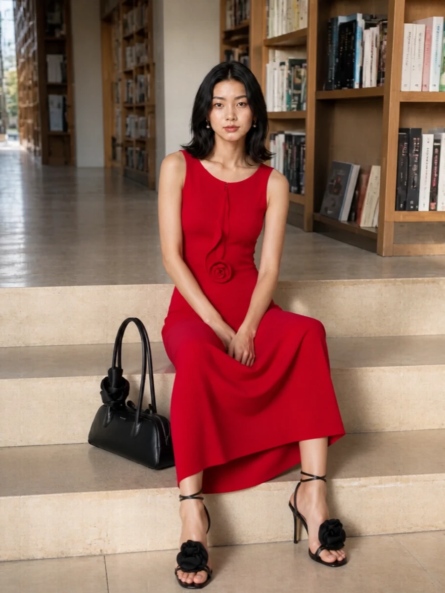 Magda butrym red maxi dress black evening accessories