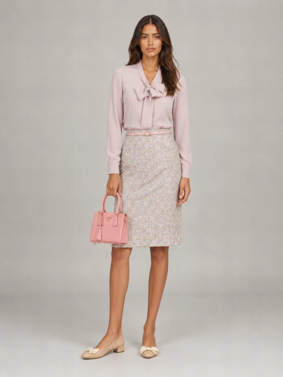 Prada Floral Print Polyamide Midi Skirt