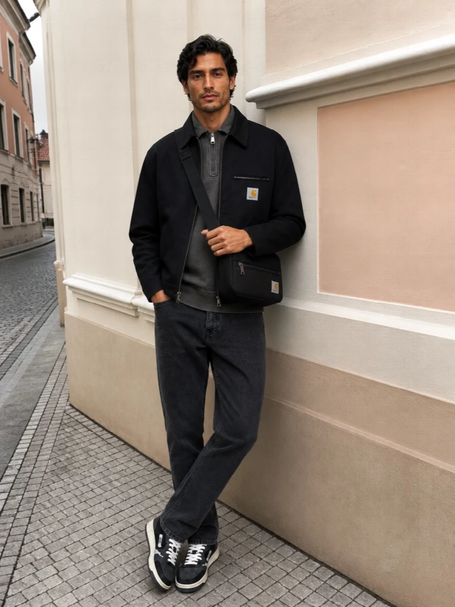 Carhartt wip black work jacket jeans outfit