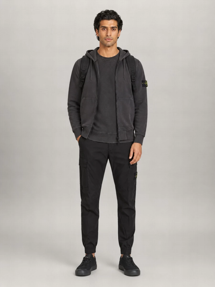Stone Island Cotton Hooded Zip-Up Sweatshirt