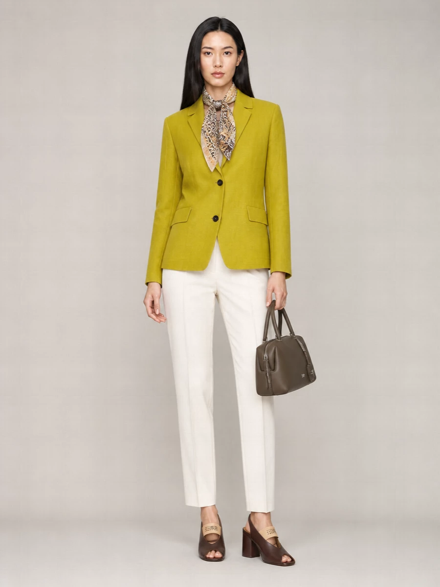 S Max Mara Linen Single-Breasted Blazer