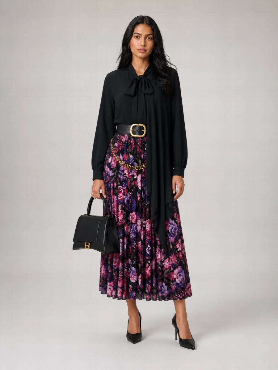 Balenciaga Pleated Midi Skirt