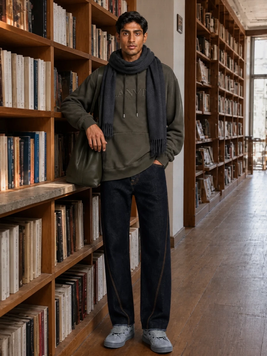Lanvin hoodie dark denim grey lanvin sneakers