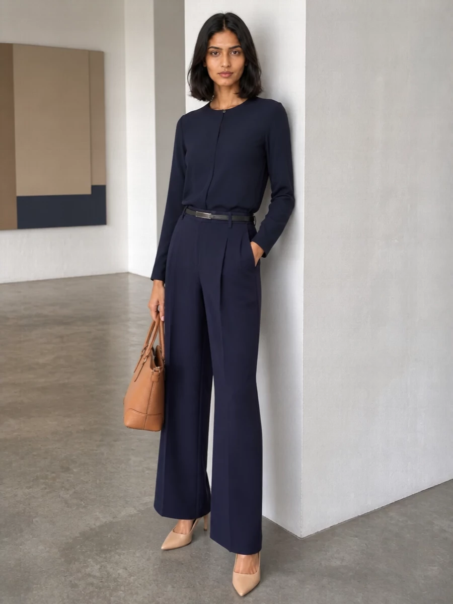 Michael kors navy wide leg trousers max mara blouse