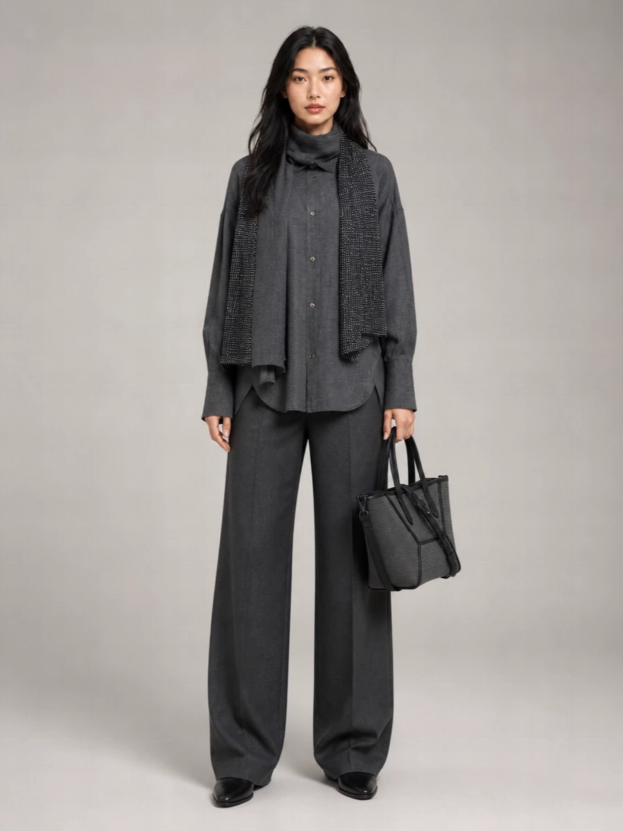 Darkpark Wool Oversized Shirt With Detachable Scarf