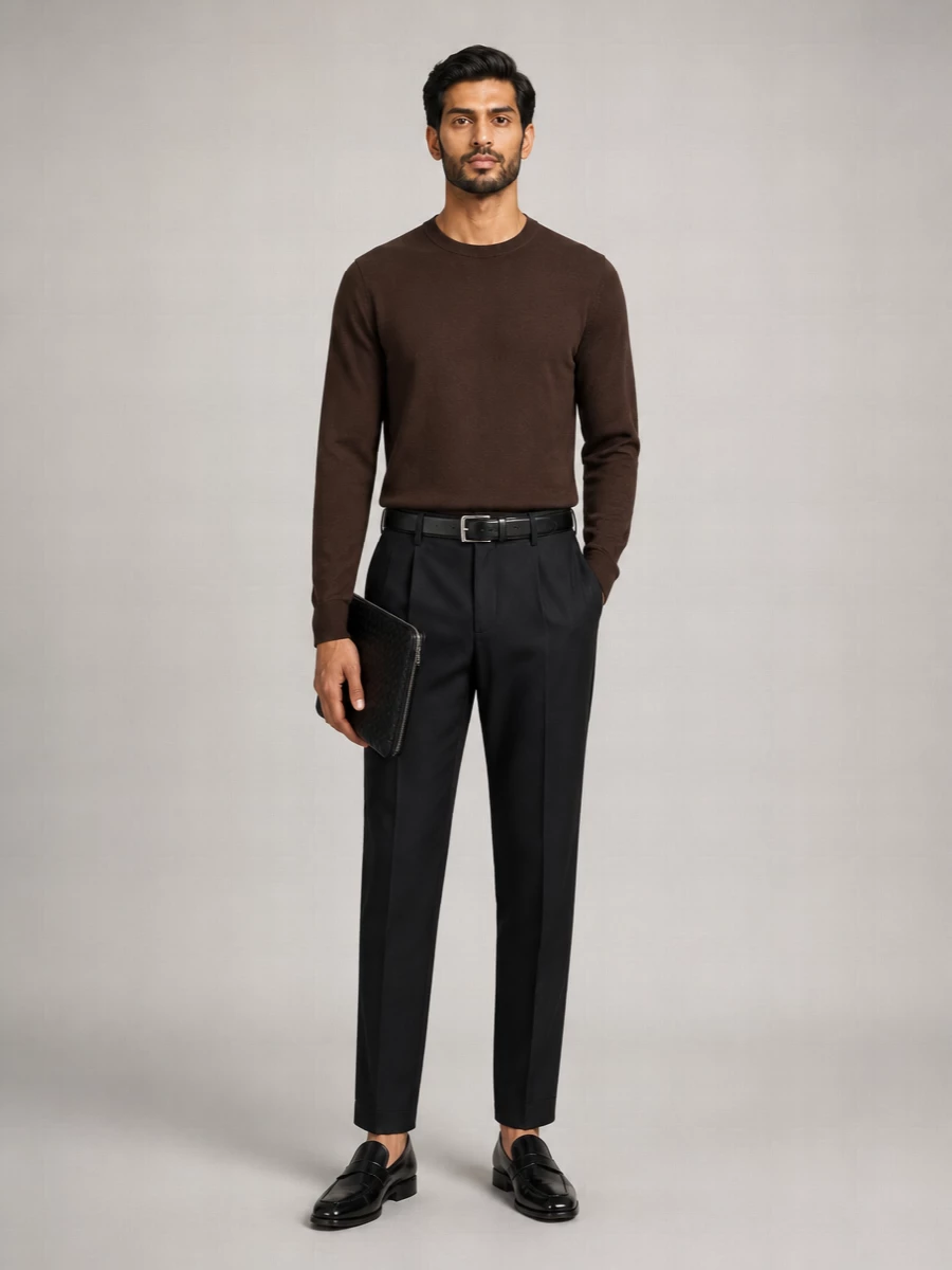 Pt Torino Virgin Wool Pleated Straight-Leg Tailored Trousers