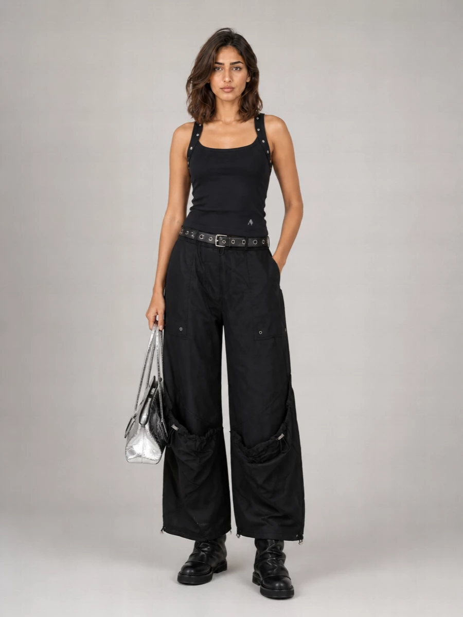 The Attico Polyester Wide-Leg Cargo Trousers