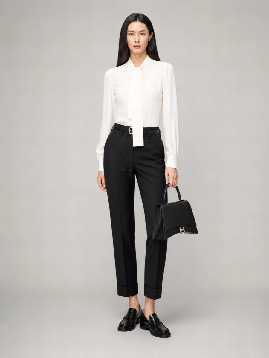 Max Mara Virgin Wool High-Rise Pleated Cropped Trousers