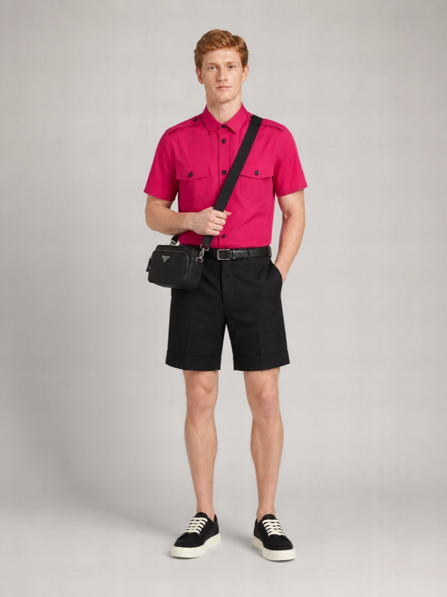 Prada Cotton Poplin Short-Sleeve Shirt