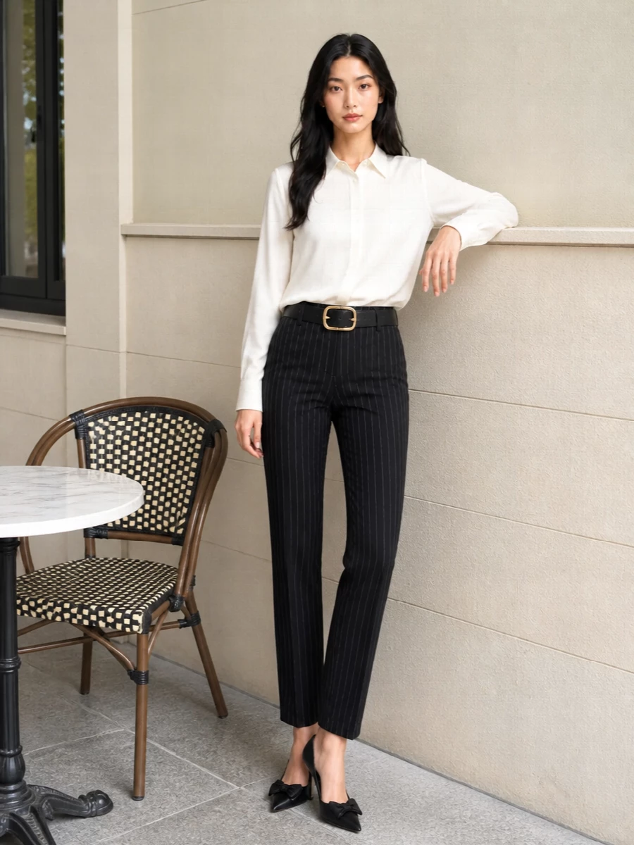 Dolce gabbana pinstripe trousers ivory shirt