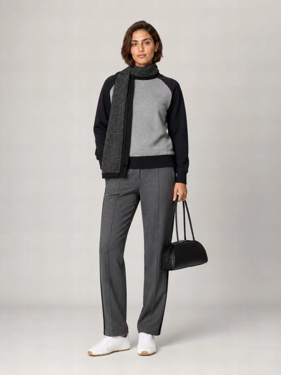 Miu Miu Cotton Bicolor Logo-Print Long-Sleeve Sweatshirt