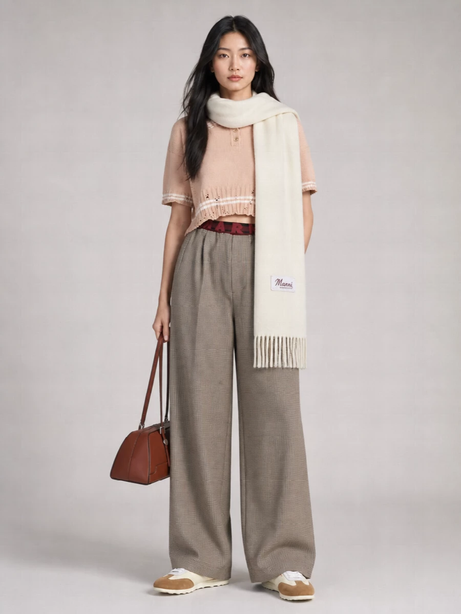 Marni Distressed Cropped Short-Sleeve Polo Shirt