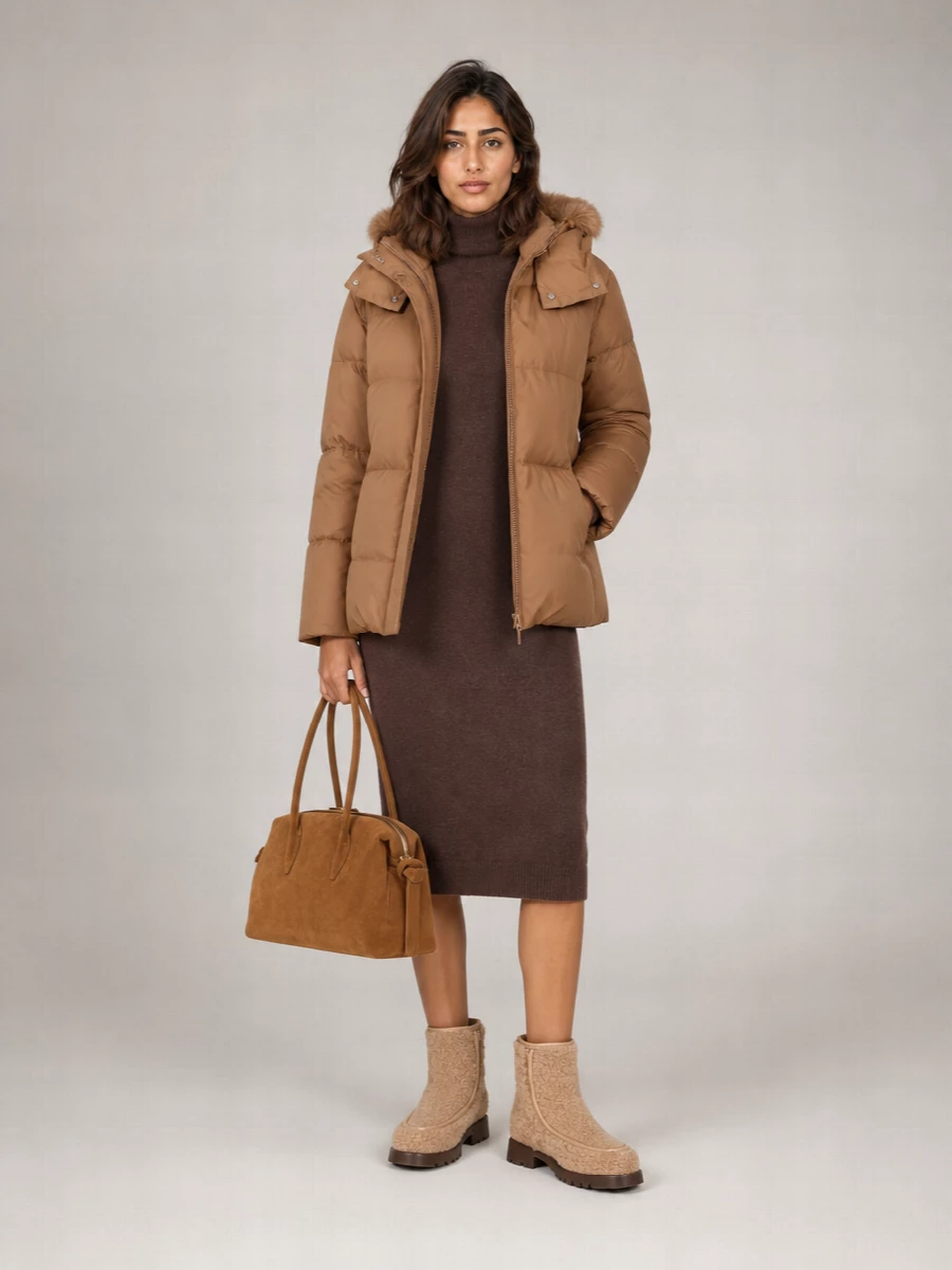 Yves Salomon fox fur trimmed puffer parka coat